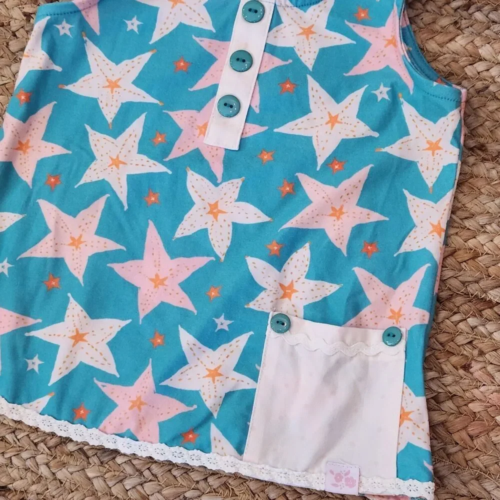Sweet Honey Boutique Blue Stars Stretchy‎ Tank Size 3T Toddler Girls